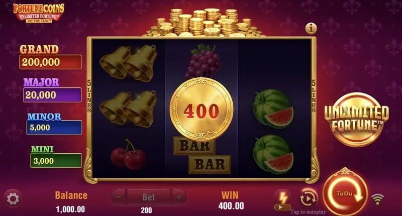 Fortune Coins Unlimited Fortune - rodada de moedas Lock & Respin com retenção de moedas